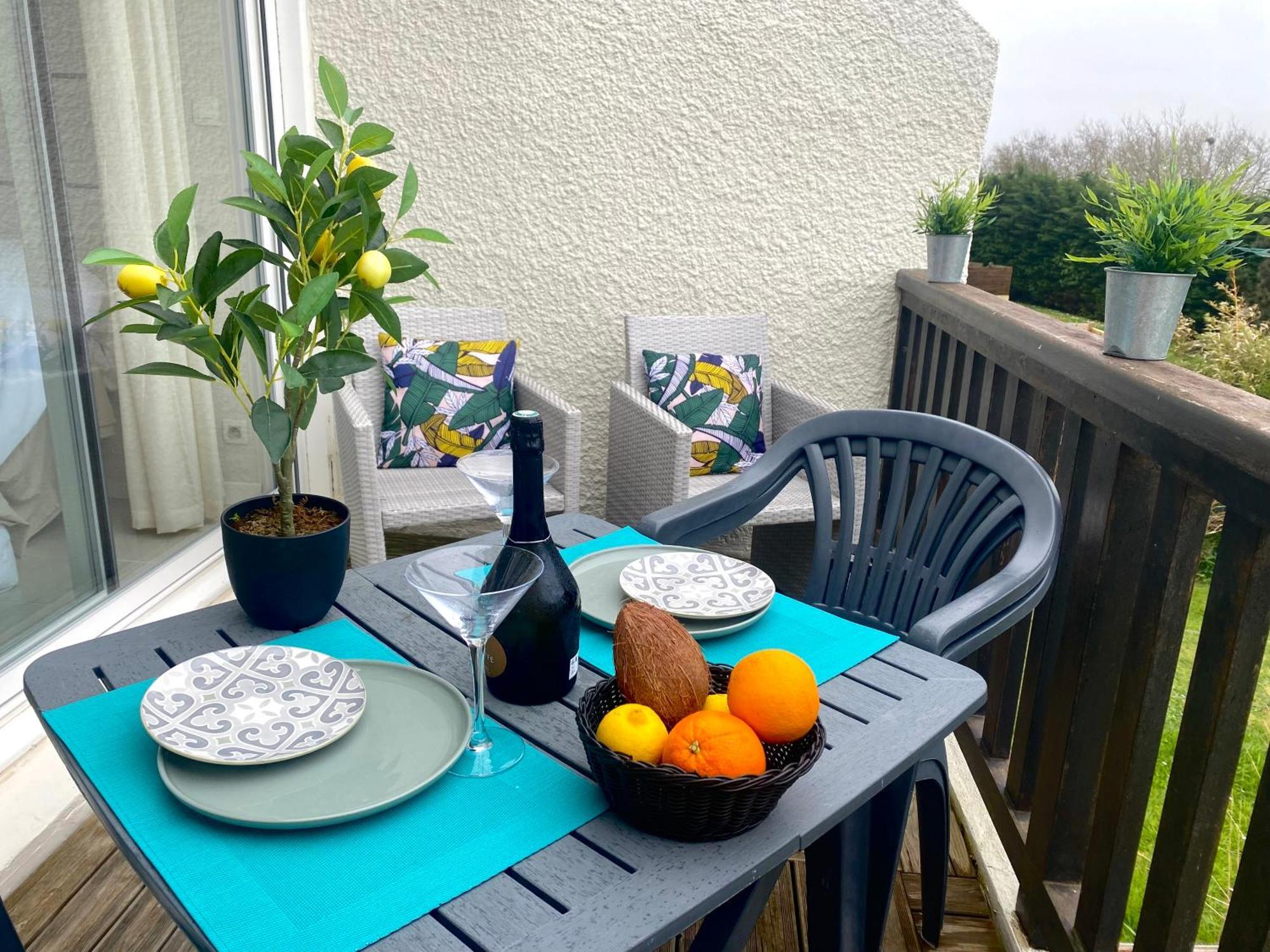 Studio Blue Horizon Vue Mer Guidel-Plage Exterior foto