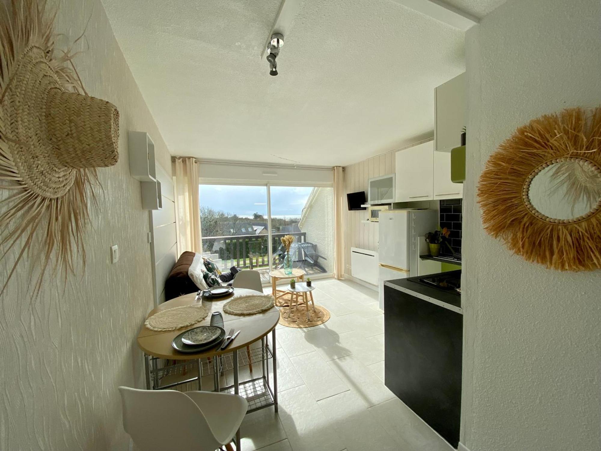 Studio Blue Horizon Vue Mer Guidel-Plage Exterior foto